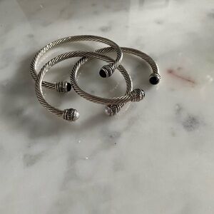 Elegant Silver and Black Women's Bracelets